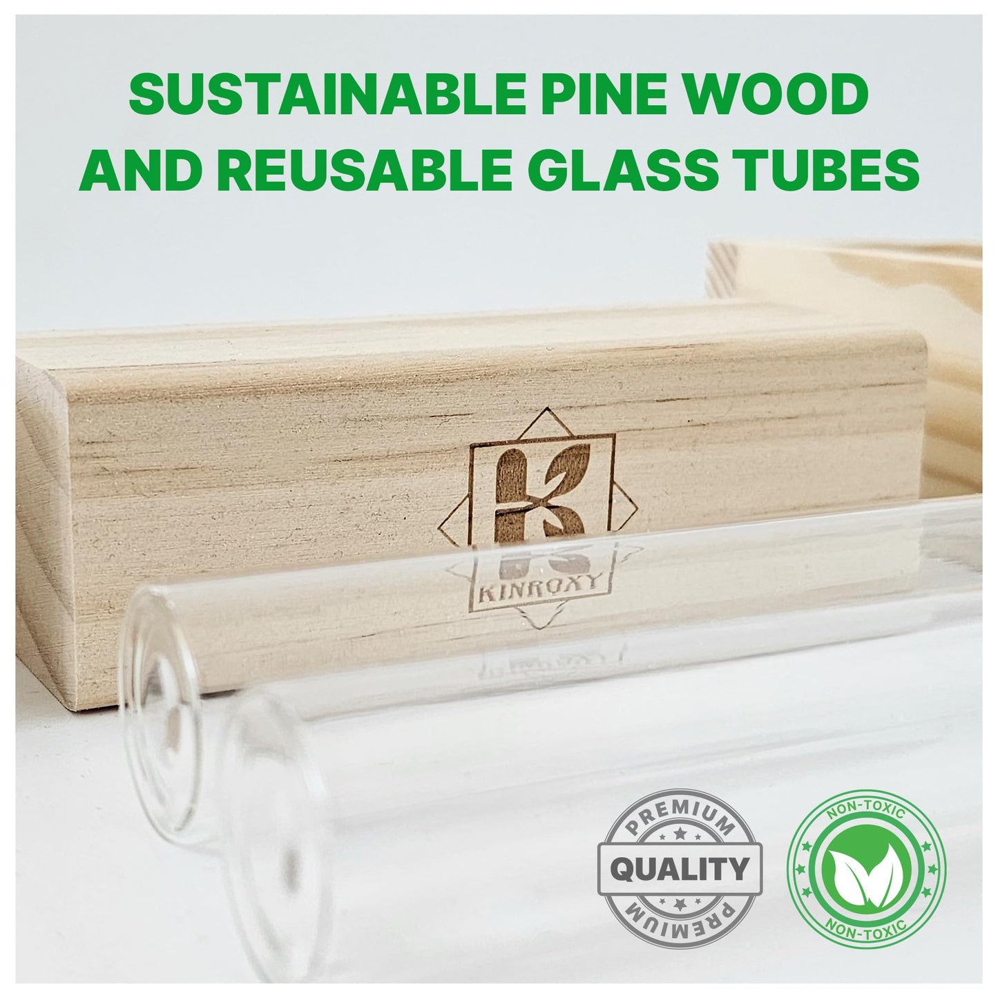 Plant Propagation Station - 3-Piece Wooden Stand with 4 Glass Test Tubes, Terrarium Vases for Plants, Hydroponic Propagation Planter for Home office Decor, Plant Lover Gift.